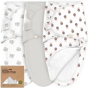 Baby Swaddle Sleep Sacks with Zipper - 3-Pack Swaddles for Newborns 0-3 Months, Infant, Baby Girls, Boys, Soft & Durable Newborn Sleep Sack, Easy Diaper Change Swaddling Blanket (The Wild 2, OS)
