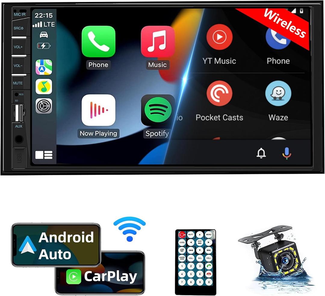 Naifay Car Stereo Double Din Radio with Bluetooth, Car Radio Touchscreen 7 Inch MP5 Player Car Stereo with Backup Camera Bluetooth, Mirror Link, FM/SWC/USB/SD/AUX, Car Audio Receivers with Subwoofer