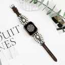 JR.DM Leather Band Compatible with Apple Watch Women 38/40/41/42/44/45/46/49mm, Western Designer Boho Turquoise Retro Tribal Classic Straps for iWatch Series 11 10 9 8 7 6 5 4 3 2 1 SE Ultra, Starlight