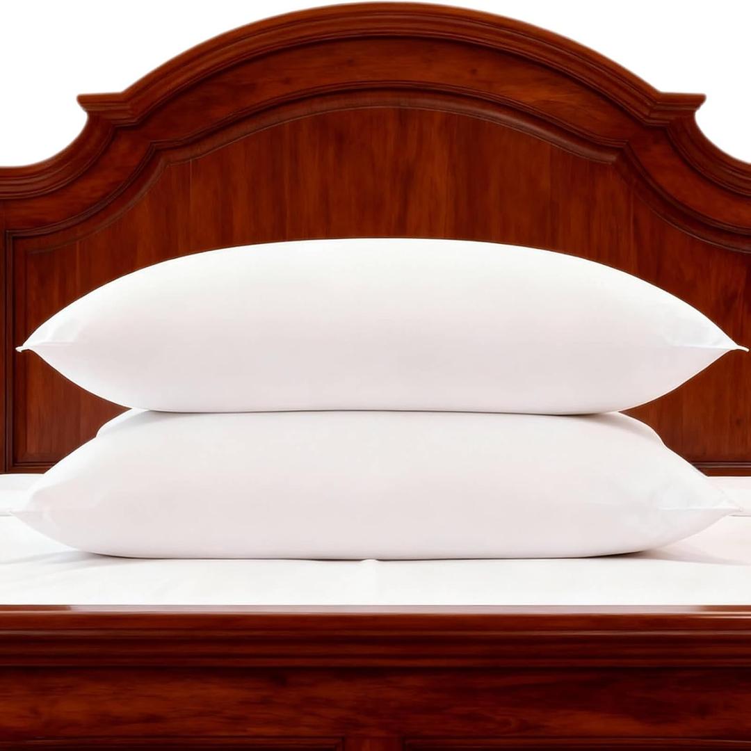 Bed Pillows Queen Size Set of 2 Medium Support Pillow for Stomach Side Back Sleeper Basic Soft Down Alternative White 20x30 inches