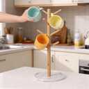 Bamboo Mug Holder, Strong 8 Hooks Coffee Mug Holders Tree Stand, Decorative Mug Racks for Counter, Non-Slip Coffee Mug Cup Tree Sturdy Mug Organizer