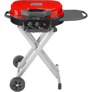 Coleman RoadTrip 225 Portable Propane Grill, 2-Burner Gas Grill with Matchless Ignition & Adjustable Temperature Control, 11,000 BTUs of Power for Grilling, Tailgating, Camping, BBQ, & More (Red)