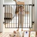 Babelio Baby Gate for Stairs, Kitchen & Doorways, No Bottom Bar| Easy Install| One-Handed Operation| Auto-Close| Hardware Mount Safety Dog Gate (Black, 28" H, 24-39" W-Compact)