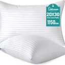 Oubonun Queen Size Pillows Set of 2 - Fluffy & Supportive Down Alternative Pillows with Zippered Cotton Cover - Breathable and Cool for All Sleeping Positions - Machine Washable - 20"x30"