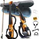 Premium Carbon Fiber Electric Violin Full Size 4/4,Professional Electric Violin for Adults Beginner,Teens,Electric Fiddle Kit with Pro Pick Case -ZNDS-2303