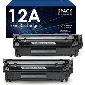 12A Toner Cartridge Replacement for HP 12A Q2612A Work with HP LaserJet 1020 1022 1012 1010 1015 1018 1022n 1022NW 3015 3030 3020 3050 3052 3055 M1005 M1319 M1319F Printer2-PackBlack