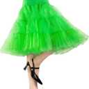 1950s Vintage Knee Length Crinoline Petticoats For Women Tulle skirts for under dresses 50s Clothing (Green, M)