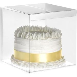 Juvale 30-Pack Clear Boxes for Gifts, Treats & Cupcakes - 6x6x6 Inch Square Plastic - Wedding Favor Boxes for Individual Cookie & Candy Treats