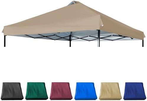 JANCANOPY 10x10 Canopy Replacement Top with Air Vent Silver Coated for Straight Leg Canopy Frame, (Khaki)