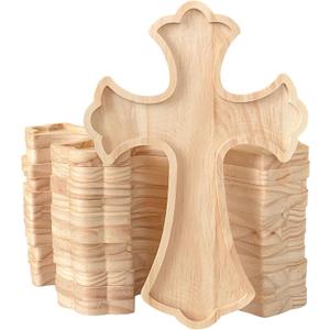 12 Pack 12 Inch Unfinished Wood Crosses Natural Solid Wooden Cross for Crafts (12 x 8 x 0.6 Inches)