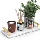 Guest Towel Holder Tray for Bathroom,Marble Slab with Handles -Napkin Holder for Kitchen - Bathroom Tray (Gold,Small) (10.6" x 4.7" x 2")