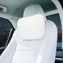 Car Headrest Neck Pillow Bio Cotton Leather Headrest Suitable for Driving Office White (White)