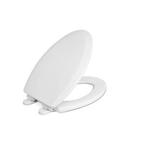 Centoco Elongated Toilet Seat Soft Close, Closed Front with Cover, Molded Wood, Made in the USA, 900SC-001, White