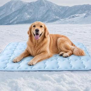 LINENLUX Dog Cooling Mat, Self Cooling Non-Slip Breathable Pad Q-Max > 0.5 | Light blue 40x60 inches self cooling pet pad for dogs, washable and portable for floor or crate