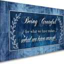 Being Grateful Canvas Wall Art for Living Room-Navy Blue Wall Art-Inspirational Canvas Painting Motivational Positive Quotes Wall Picture Retro Artwork for Bedroom,Dining Room,Farmhouse,Home Decor (40L" x 20W")