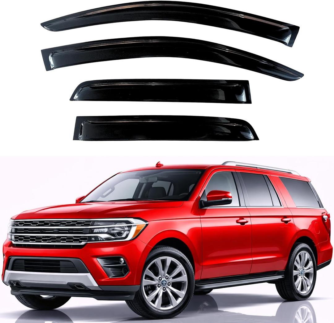 KPY Rain Guards Window Visors for 2018-2026 Ford Expedition
Out-Channel Window Visors Vent Wind Deflectors 4PC, Car Accessories for 2018-2026 Lincoln Navigator & Ford Expedition