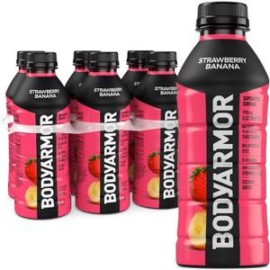 BODYARMOR Sports Drink Sports Beverage, Strawberry Banana, Coconut Water Hydration, Natural Flavors With Vitamins, Potassium-Packed Electrolytes, Perfect For Athletes, 20 Fl Oz (Pack of 6)