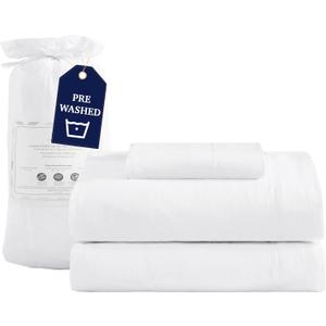 Casa Platino Twin Sheets Set, 100% Brushed Microfiber Pre-Washed Twin Sheet Set, 3 Piece Set, Soft & Cozy Cooling Bedding, Fade-Resistant, 15-Inch Deep Pocket White Bed Sheets