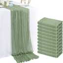 10 Pack Sage Green Cheesecloth Table Runner 10FT Boho Romantic Gauze Table Runner 20 x 120 Inch Rustic Sheer Runner for Wedding Party Bridal Shower Thanksgiving Christmas Decoration