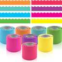 8 Rolls 262.4 Ft Bright Bulletin Board Borders Set - Decorations for Office, School Classroom Decor, Teachers & Home DIY - Posters & Birthday Parties - Board Trim