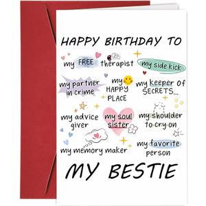 Funny Birthday Card for Women Sister, Heartfelt Birthday Cards for Best Friend Sister Women Cute Greeting Card