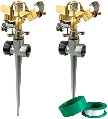 Hourleey 4 Pack Impact Lawn Sprinklers for Yard, Heavy Duty Water Sprinkler Head with Aluminum Alloy Spike Base, Adjustable Pulsating Sprinkler for Large Area Lawn Patio Garden