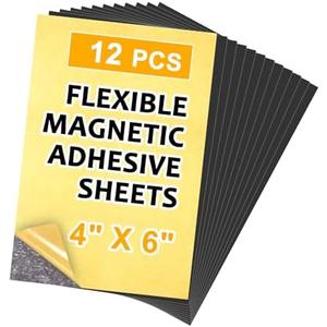 Towjug Magnetic Adhesive Sheets,4" x 6",12 Pack,Easy-to-Use Magnetic Paper with Adhesive Backing for Photos & Postcards