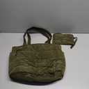 TOPDesign Puffer Tote Bag for Women, Lightweight Puffy Handbag with Compartments, Quilted Shoulder Bag for Work, Travel, Gym (Medium, Dark Green)