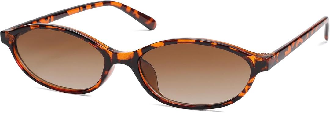 Retro Oval Cat Eye Sunglasses for Women Y2k Trendy Narrow Sunnies Designer Sun Glasses AR82253 (A3 Tortoise/Gradient Brown)