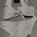 ZAFUL 2025 Cheeky Bikini Sets for Women High Cut Swimsuit Textured Ribbed Bikini Thong Bathing Suit (White)