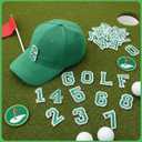 75 Pcs DIY Golf Hat Kit with Letters Numbers & Golf Patches, Green Trucker Caddy Ball Cap, Custom Adjustable Baseball Cap Personalized Golf Accessories for Men Women (Green)