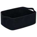 CubesLand Cute and Durable Small Cotton Rope Basket for Organizing, Woven Closet Storage Bin,Shelves Closet Storage Basket, Bathroom Storage Organizer Bin, Nursery Toy Basket Bin, Black Basket (14''x10''x5'')