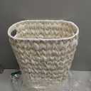 Coeusy Wicker Trash Can,Bathroom Trash Can,Waterproof Wicker Waste Basket for Bathroom,Narrow Small Waste Basket for Bedroom,Office, Cream White 5 Gallon