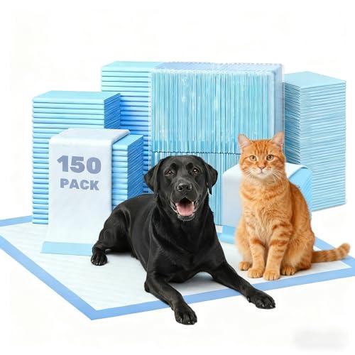 150 Pack Small Puppy Pad - 17.6"x23.6", Super Absorbent Waterproof, Odor Eliminating, Leak-Proof, 5-Layer Potty Training Pads, Dog/ Cats Pee Pad for Indoor Floor Protection