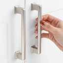 5 Inch Brushed Nickel Cabinet Pulls Square Handles 10 Pack P2206 | Solid, Easy Install, Comfortable, Satin Nickel/Silver Kitchen Cabinet Hardware for Drawer Dresser Bathroom Vanity Cupboard