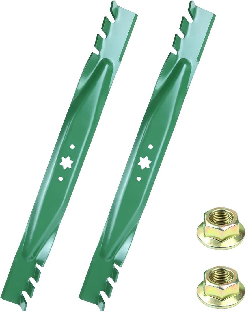 2 Pack 942-04290-X Mower Gator Mulching Blades with 712-0417A Blade Nuts for XT1 46 LT46 XT2 LX46 LTX1045 RZT L46 Replace Cub Cadet 46 inch Mower Blades 742-04290-X 942-04290A-X 942-04244A-X
