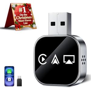 Wireless Carplay Mirror Link Adapter for Apple 3 in 1 Bluetooth Mirroring iOS Phone to Car Screen Adapter 2026 Wired to Wireless Portable USB Car Play Screen Connector for iPhone to Watch Movies