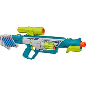 Nerf Rebel Ops Deadeye Blaster, 24 Nerf Elite Foam Darts, Shieldstock & Scope-Barrel Attachments, Kids Gift Toys, Ages 8+
