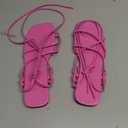 GORGLITTER Women's Summer Strappy Beach Sandals Dressy Leather Lace Up Thong Gladiator Cute Vacation Sandals Shoes 2026 (8, Hot Pink)