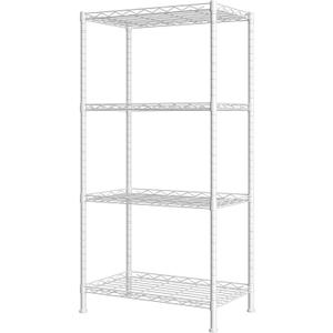 HOMEFORT 4-Shelving Unit, Adjustable Wire Shelving, Metal Wire Shelf Rack Organizer for Kitchen, Pantry, Closet, Bathroom, Laundry, White,21" W x 11" D x 41" H, 21"W x 11"D x 43"H