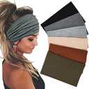 Sefiinh Wide Headbands For Women Stretch Headband Boho Head Bands Women's Hair Band Turban Workout Hairband Accessories, 6 Pack