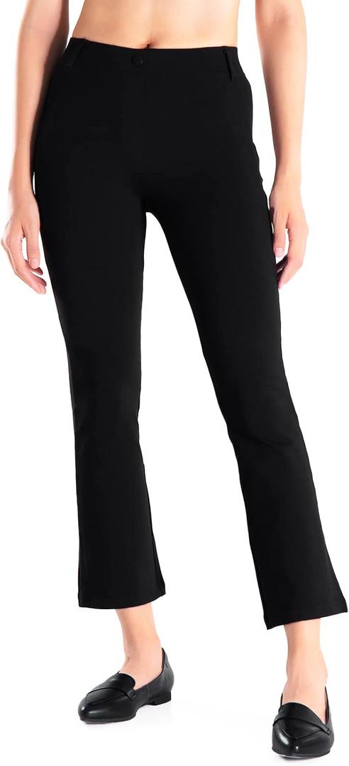 Yogipace Women's Kick Flare Cropped Yoga Dress Pants for Work,23",Black,XXL