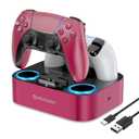 NEWDERY for PS5 Controller Charger Station, Dual Charging Dock for PlayStation 5 DualSense/Edge Controller, Fast Charging Stand with Type-C Cable, Gamer Gift for Women & Girls, Mother's Day