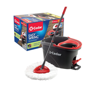 O-Cedar EasyWring Microfiber Spin Mop, Bucket Floor Cleaning System, Red, Gray, Standard
