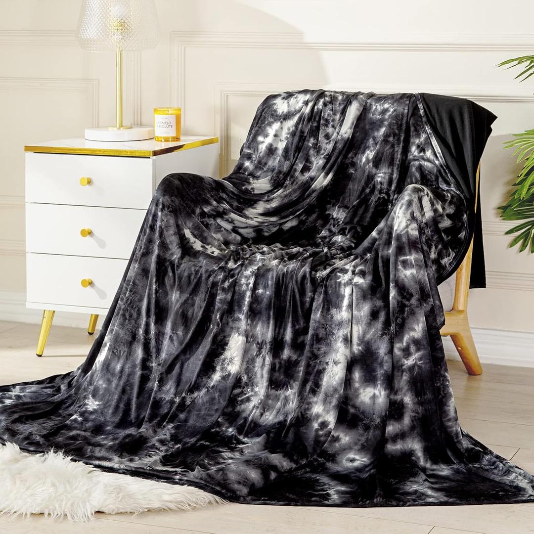 Topcee Cooling Blanket (90"x104"King Size) for Hot Sleepers,Absorbs Heat to Keep Body Cool for Night Sweats,100% Oeko-Tex Certified Cool Fiber,Breathable,Comfortable, Hypo-Allergenic, All-Season. (Black Watercolor)