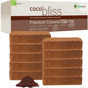 Coco Coir 650gm Bricks (10-Pack) - Organic Coco Coir for Plants - OMRI-Listed Cocopeat Bricks for Garden Soil & Potting Mixes - Coconut Fiber Mixes with Potting Soil for Indoor & Outdoor Plants
