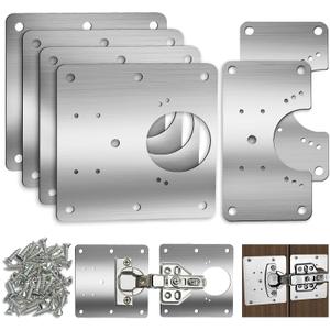 6 PCS Cabinet Hinge Repair Plate, Hinges Repair Fixing Plates, Stainless Steel Cabinet Repair Board, Kitchen Cupboard Door Hinge Repair Brackets Kit, Cabinet Fixing Plate Bracket with Mounting Screw
