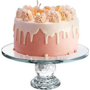 Uten Crystal Glass Cake Stand, 11'' Cake Display Stand, Crystal Glass Fruit Plate, Clear Crystal Cake Stand, Display Desserts Holder for Wedding Cakes Serving Platters (10.6")