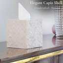 5.9" Capiz Shell Tissue Box Cover for Kleenex and More, Square Decorative Holder with Bottom Slider, Handmade Bathroom Accessory Coastal Décor (Natural)
