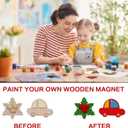 JIALEIXI Wooden DIY Christmas Ornaments, 42PCS Christmas Tree Decorations, Wooden Art Magnets Crafts Painting Kit Hanging Decorations for Home Party Holiday Indoor